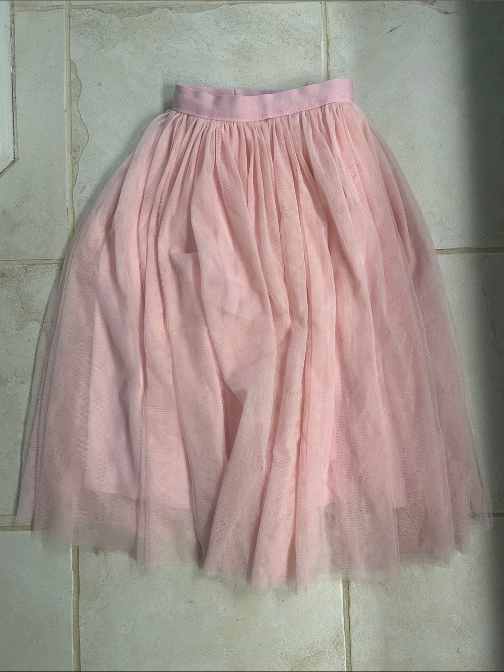 Pink Layered Tulle Midi Skirt